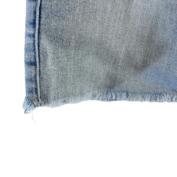 Z. Cavaricci Y2K Denim Mini Skirt Size 7 Light Wash Frayed Hem Stretch Blue - Picture 3 of 7